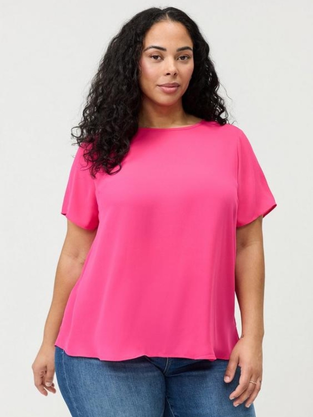 torrid Hot Pink Short Sleeve Crewneck Blouse